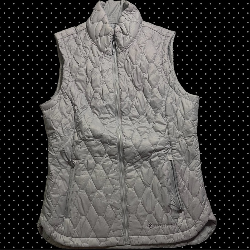 FREE COUNTRY Quilted Vest Women Size S Silver Chip Gray Style #51-L0629S